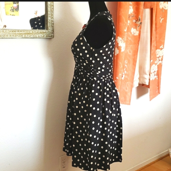 Zara Black Halter Style Pin Up Polka Dot Dress Size Medium - Picture 3 of 11